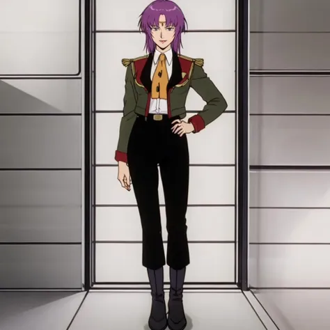 masterpiece,high quality,solo,
<lora:fualaglifon001:0.7>,smile,looking at viewer,
fualaglifon,1woman,
purple hair,
military uniform,dark green jacket,ascot,epaulettes,
belt,black pants,
black boots,
full body,standing,