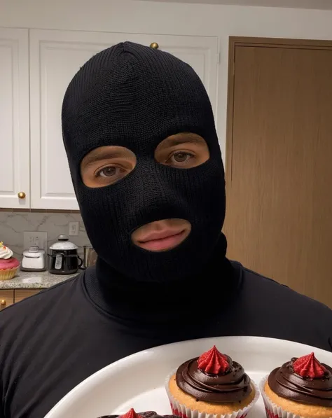 <lora:Balaclava__Ski_Mask__Bandit_Hat:0.8>, masterpiece, best quality, man wearing a balaclava ski mask, sitting at a tiny tea set, colorful room, intricate detail, atmospheric, dramatic