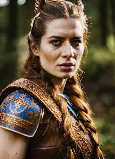 A stunning intricate full color portrait of (sks woman:1) as (viking warrior), (barbarian), epic character composition, by ilya kuvshinov, alessio albi, nina masic, sharp focus, natural lighting, subsurface scattering, f2, 35mm, film grain, <lora:locon_paigejennings_v1_from_v1_64_32:1.25>