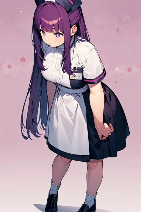 masterpiece,best quality,fullbody,1girl,solo,(nurse clothes,nurse background:1.2),purple hair,long hair,
