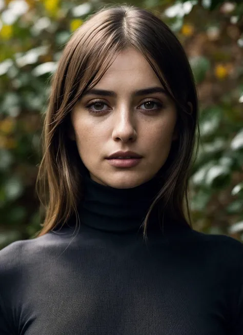 A stunning intricate full color portrait of (sks woman:1), wearing a black turtleneck, epic character composition, by ilya kuvshinov, alessio albi, nina masic, sharp focus, natural lighting, subsurface scattering, f2, 35mm, film grain, <lora:lora_penelope_v1_from_v1_160:1>