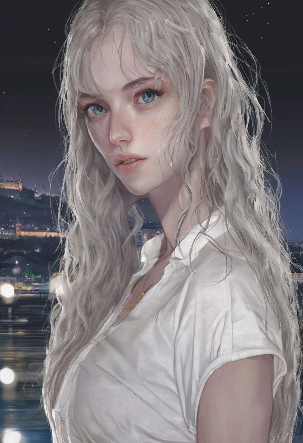 night, moon light, moon, budapest , dunav river, view to presidency, score_8_up, score_9, beautifulgirl 18 years old, white transparent shirt, wet,conysv3-1400, photo realistic, detailed face, detailed skin, textured skin, focused face, focused background,Realisian-Neg,difConsistency_negative_v2,DeepNegative_xl_v1