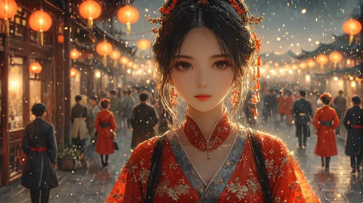 (8k, masterpiece, best quality, fine shadows, cinematic lighting, ultra high res, anime style),illustration wallpaper,immersing the audience into the enchanting scene.,
hd wallpaper anime,anime desktop wallpaper,anime wallpaper,manga hd wallpaper,
(there is a lively atmosphere around),(two women in gorgeous clothes take pictures on china street),((wearing a masque)),the moon at night,((there are many people in the street)),
cuno amiet,robert bechtle,passage,ricoh ff-9d,photorealistic,cinematic,hyper realistic octane render,unreal engine,ultra detailed,32K,high detail,ultra HD,effect enhancement,dark background,a close-up of a woman's face,((look at looking at viewer)),close-up,red,shopping,AncheReddressgirl,<lora:AnchemixReddressgirl-V1:0.8>,