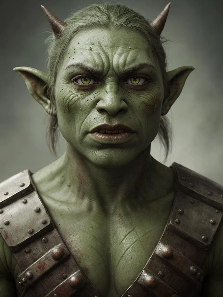 Hyper detailed captivating photograph portrait of a fearsome orc warrior with fierce eyes, green skin, adorned with battered armour and a peaceful expression, red bokeh background |
award winning realistic photograph by the world best portrait photographer, vivid fantasy colours, nikon lens, breathtaking, groundbreaking, superb, outstanding, lensculture portrait awards, photoshopped, dramatic lighting, 8 k, hi res, |
<lora:Stoked-Reality-LORA-v1-0:0.8>