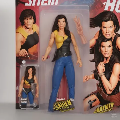 realistic boxati style Sandra Bullock, mid-shot