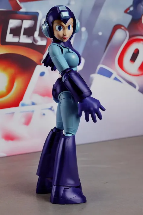 best quality, 1girl, solo, detail face, actionauf, Lovely Small Breasts, upper Body , looking at viewer, from below, <lora:Megaman1:1>, megaman