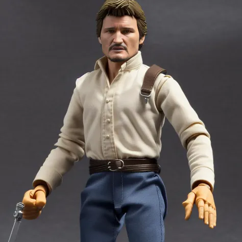 relistic HD actionauf style Pedro Pascal with action figure hands