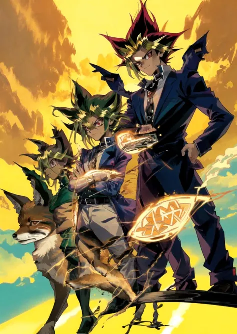 Red Fox, yugi muto, <lora:Yugioh1:0.6>, macho, <lora:Animorphs4-40:0.8>