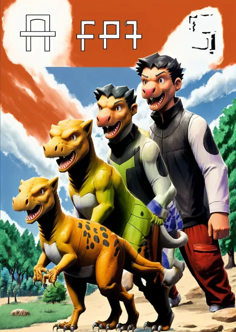 masterpiece, best quality, lucas \(pokemon\), <lora:LucasLora:0.8> Muttaburrasaurus, frantic, <lora:Animorphs4-40:1>