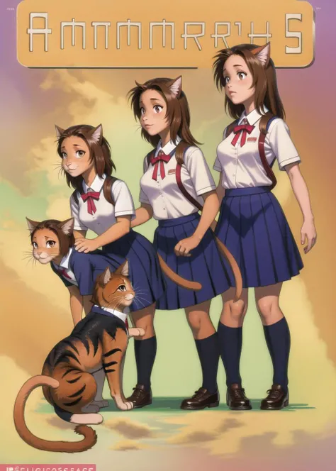<lora:Haru_v7:1> Haur Yoshioka, female, domestic cat, <lyco:Animorphs4-40:1> animorphs, school uniform,, masterpiece, best quality, highres,