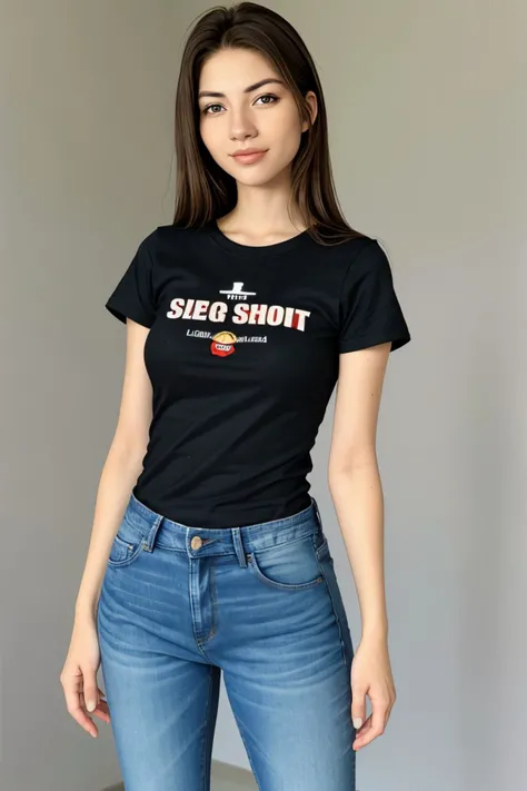 (long shot:1.4), <lora:EvelinAndras_v1:.9> EvelinAndras wearing a t-shirt and jeans