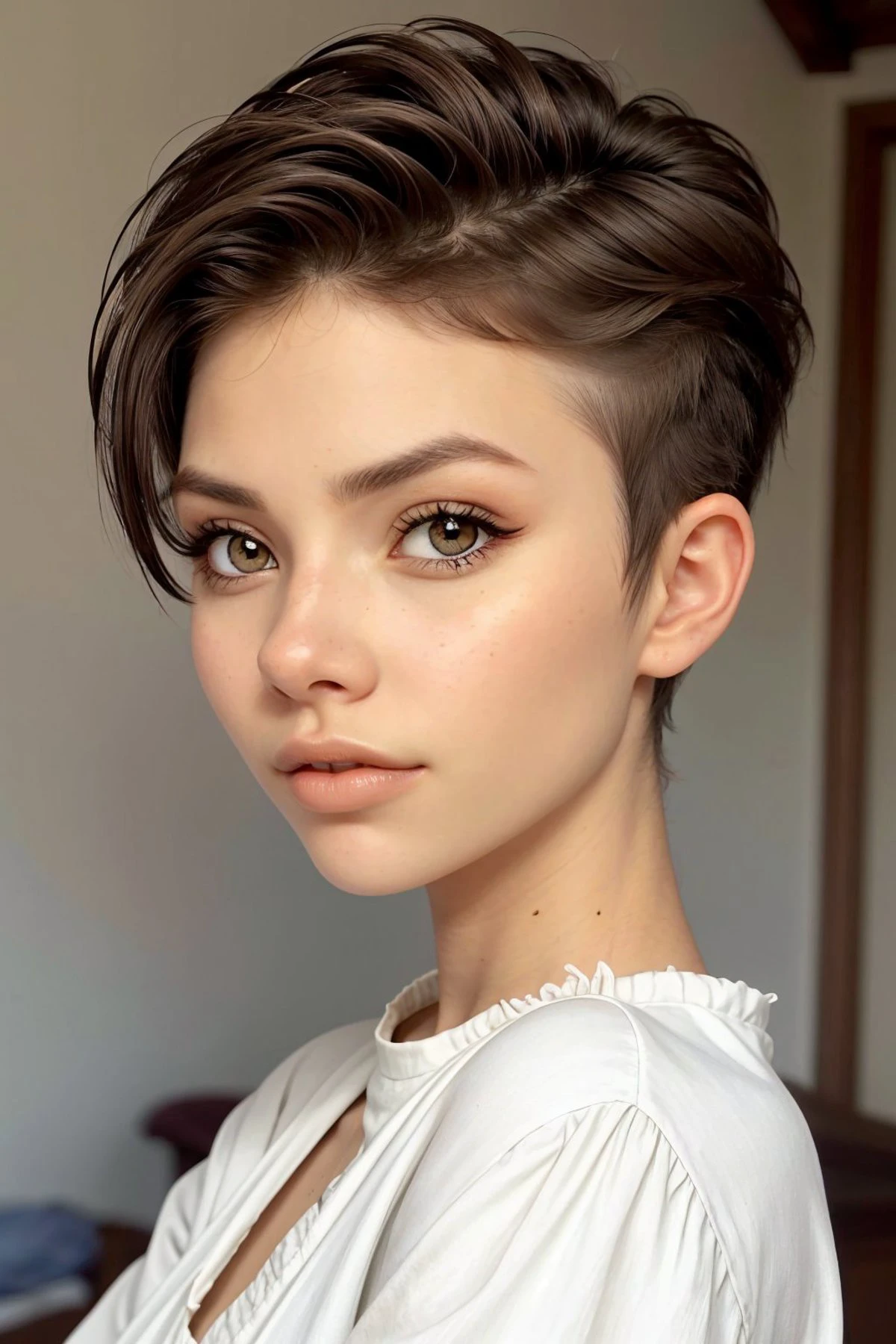 <lora:EvelinAndras_v1:.9> EvelinAndras, focus on eyes, close up on face, hair styled fluffy pixie
