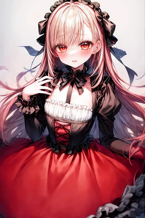 (masterpiece, best quality), 1girl, red hair, medium chest, gothic frill dress, pervert face, <lora:add_detail:1>