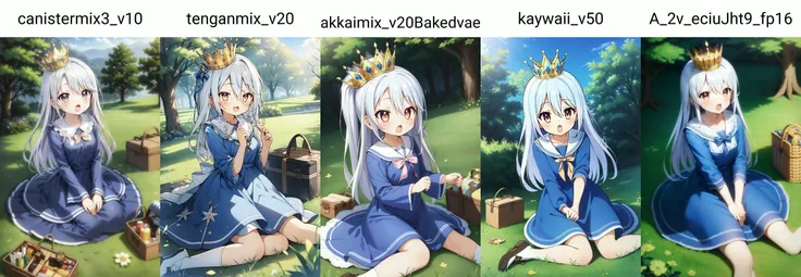 (masterpiece, best quality), intricate details,
1girl, <lora:ShiroNGNL:0.8> ShiroNGNL, white hair, crown, blue dress, ribbon,
outdoors, picnic, grass, tree, happy, <lora:talkmouth_O_v100:1> open mouth