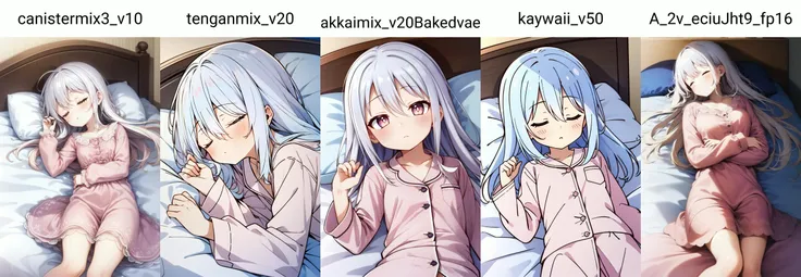 (masterpiece, best quality), intricate details,
1girl, <lora:ShiroNGNL:0.8> ShiroNGNL, white hair,
indoors, lying on bed, bedroom, sleeping, cute, pink pajamas,