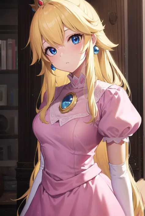 princesspeach, <lyco:princesspeach-lyco-nochekaiser:1>,
princess peach, blonde hair, blue eyes, long hair,
BREAK crown, dress, gem, gloves, pink dress, puffy short sleeves, puffy sleeves, short sleeves, white gloves,
BREAK indoors,
BREAK looking at viewer, (cowboy shot:1.5),
BREAK <lyco:GoodHands-beta2:1>, (masterpiece:1.2), best quality, high resolution, unity 8k wallpaper, (illustration:0.8), (beautiful detailed eyes:1.6), extremely detailed face, perfect lighting, extremely detailed CG, (perfect hands, perfect anatomy),