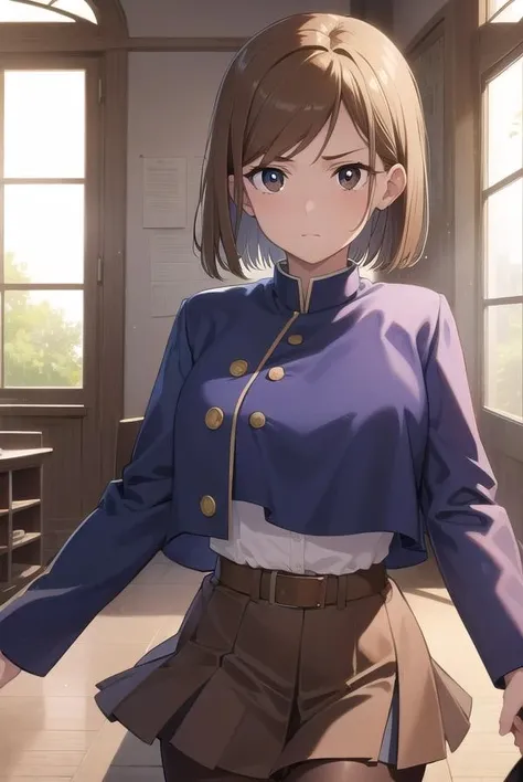 Nobara wearing dark blue uniform, high quality,4k,