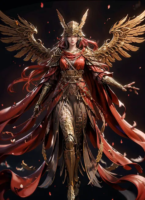 8k, best quality, masterpiece, illustration, an extremely delicate and beautiful, extremely detailed ,CG ,unity ,wallpaper, finely detail, official art,  unity 8k wallpaper, incredibly absurdres, <lora:nvwushen-000020:0.5>,quan,ban, <lora:malenia_01:0.6>,cursed_left_arm,winged helmet,red cape,malenia_blade,  <lora:yuechan_weddingClothes:0.4>,yuechan_wedding_lothes