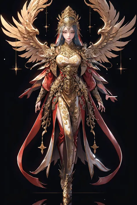 8K raw photo, Best quality, masterpiece, ultra high res, (zentangle, mandala, tangle, entangle),colorful,(photorealistic:1.4), raw photo, 1girl,tall female, skinny, slim_legs, solo,(perfect body shape),holy light,gold foil,gold leaf art,glitter drawing,(full body), <lora:nvwushen-000020:0.5>,ban,<lora:yuechan_weddingClothes:0.4> ,yuechan_wedding_lothes