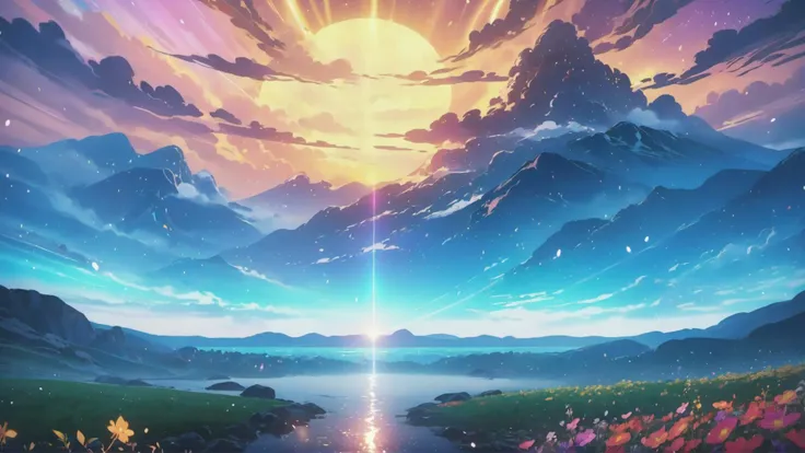 ultra realistic 8k cg, flawless, clean, masterpiece, professional artwork, famous artwork, cinematic lighting, cinematic bloom, abstract and colorful paint style, background focus, (((fantasy anime dreamscape))), no characters <lora:warmbackgroundxl-v1:.8>