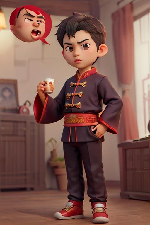 <lora:cuteRichstyle15_lora128:1>,a chinese boy,chinese_clothes,gradient,gradient _ background,solo,grey_background,lips,long_sleeves,black kongfu Suit,looking_at_viewer,short_hair,black_hair,(full_shot:1.2),