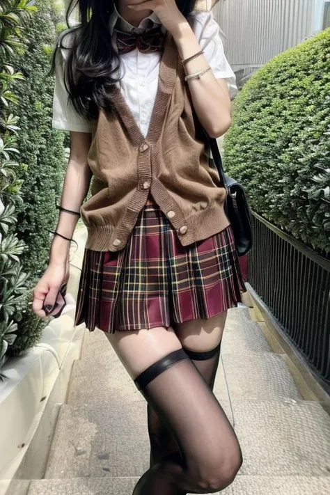 masterpiece, best quality,1girl,skirt, brown hair,
