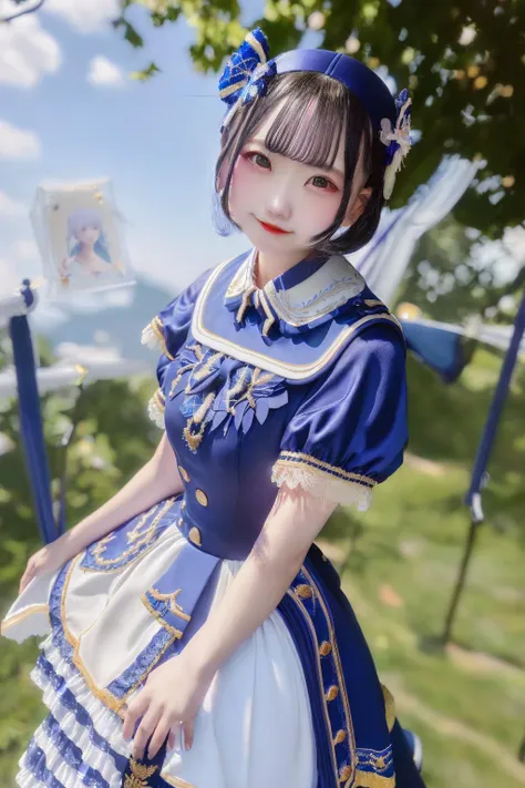 yuino_mashu, <lora:jp idol costume:1>, (8k, RAW photo, best quality, masterpiece:1.2), portrait, High detail RAW color photo, professional photograph, (realistic, photo realistic:1.37), ((best quality)), 1 girl, cinematic light, (finerly detailed face:1.2), (masterpiece:1.5), (best quality:1.2), (looking at viewer:1.2), smile, outdoors, sunlight,