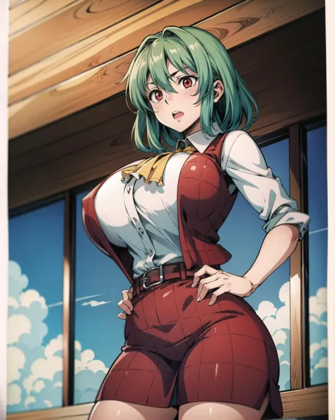 <lyco:YuukaKazamiV2:0.7>, YuukaKazami, huge_breasts, solo, standing, red eyes, yuukaredplaidoutfit, , <lora:add_detail:0.65>, (kbxll:0.6), masterpiece, best quality