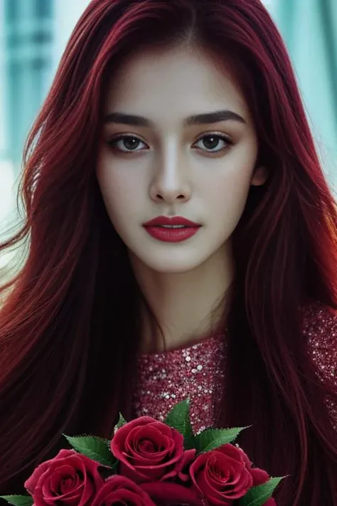 RAW photo, portrait, 1girl, beautiful face, long red hair, exquisite dress made of rose flowers <lora:FlowersFashion:0.65>, 8k uhd, dslr, soft lighting, high quality, film grain, Fujifilm XT3, (intricate details:0.9), (hdr, hyperdetailed:1.2)<lora:DETAIL_SLIDER_BY_STABLE_YOGI:0.8> <lora:NOISEOFFSET_BY_STABLE_YOGI:0.8> dark