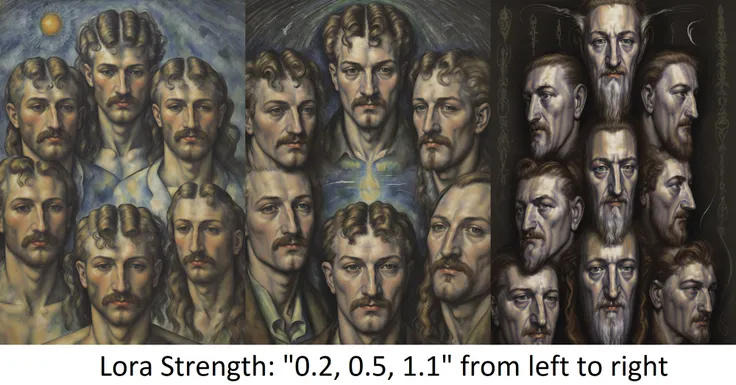 a painting of a man surrounded by other people, by Austin Osman Spare, metaphysical painting, heaven on earth, god of dreams, 3 heads, cézanne style, split near the left, series of dreams, head shot, <lora:Austin_Osman_Spare:0.2>