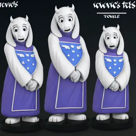 white fur, white sleeves, toriel, goat, floppy ears, purple dress, pixar, horns, 3d