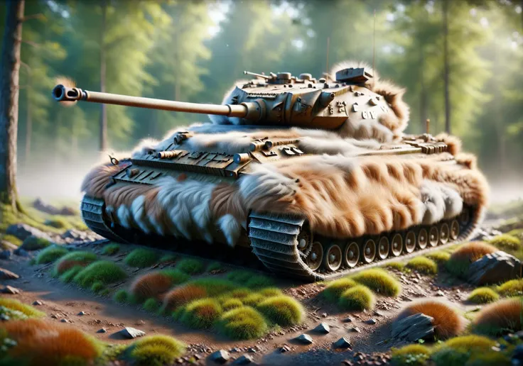 ral-fluff, a tank, WW2 <lora:ral-fluff-sdxl:1.5>, intricate design, extreme detail, slight rust, bokeh, woodland, detailed background, <lora:add-detail-xl:1.5>, 8k, uhd,
