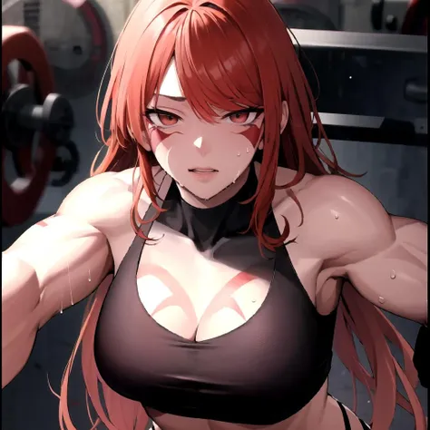 (best quality:1.3), (masterpiece:1.3),(high quality:1.1),(absurdres:1.2),original,extremely detailed CG unity 8k wallpaper,, 1gir,solo,gym,sweat,fuuma kotaro, <lora:fuuma kotaro:1>,facing viewer,dynamic pose,
