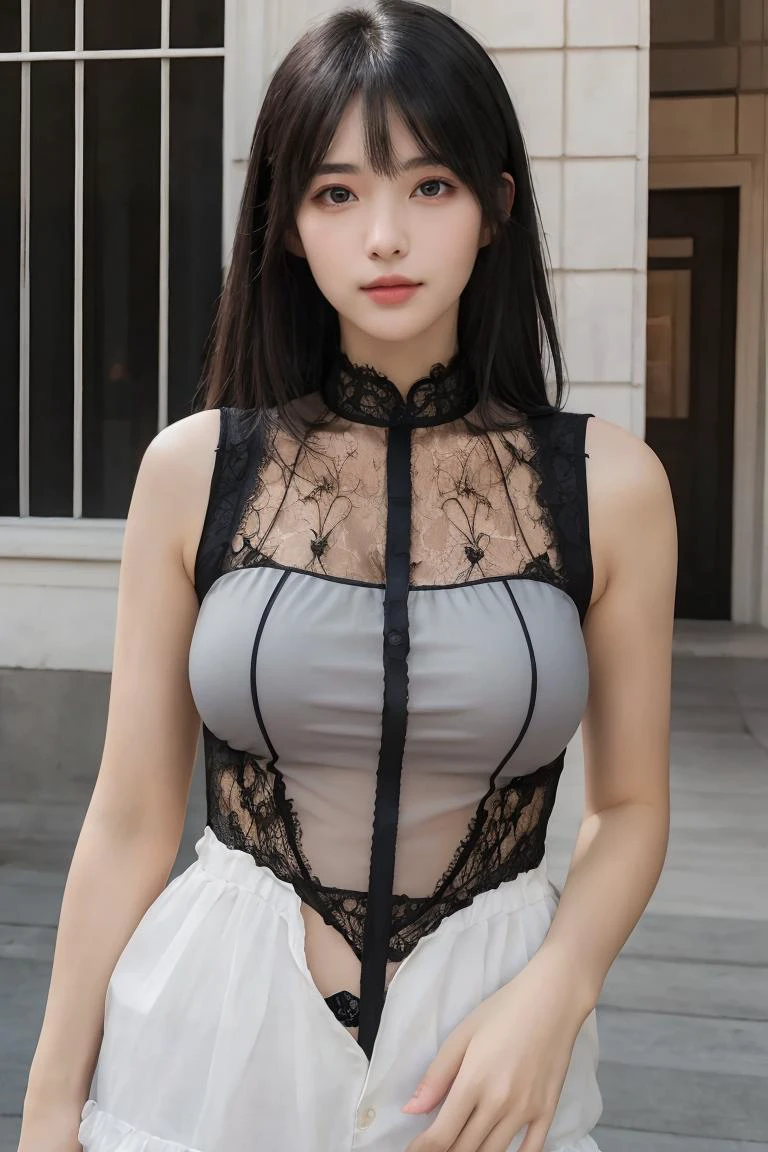 masterpiece, high quality,(photorealistic:1.3),perfect eyes,ultra realistic, real human skin,1girl,looking at viewer, upper body, bodysuit, see-through, lace trim, pantyhose, <lora:mldz_v1-000008:0.55>
