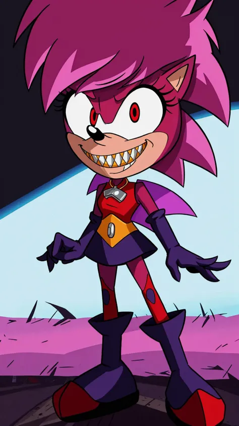 <lora:soniathehedgehog:0.8> sonia, purple hair, sonic \(series\), 1girl, pink hair, furry female, animal ears, furry, body fur, animal nose, two-tone fur, elbow gloves, pink fur, short hair, jewelry, BREAK, <lora:ExeHardcore:0.7> Exe, teeth, horror (theme:1.10), red eyes, smile, sharp teeth, glowing, dark, blood, tongue, grin, glowing eyes, evil smile, masterpiece, best quality, extremely detailed, highly quality, 4k, sharp focus, professional, sharp focus, award winning, cinematic lighting, octane render, unreal engine, volumetrics dtx, Wallpaper,