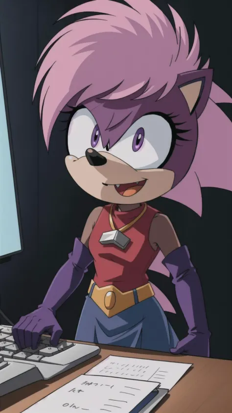 <lora:soniathehedgehog:0.7> sonia, sonic \(series\), purple hair, furry female, animal ears, furry, (body fur, animal nose, two-tone fur:1.15), elbow gloves, pink fur, short hair, BREAK, sleeveless, skirt, shirt, gloves, jewelry, necklace, BREAK, (cute, adorable:1.25), BREAK, (playing instrument, keyboard \(instrument\), :1.15), masterpiece, best quality, extremely detailed, highly quality, 4k, sharp focus, professional, sharp focus, award winning, cinematic lighting, octane render, unreal engine, volumetrics dtx, Wallpaper,