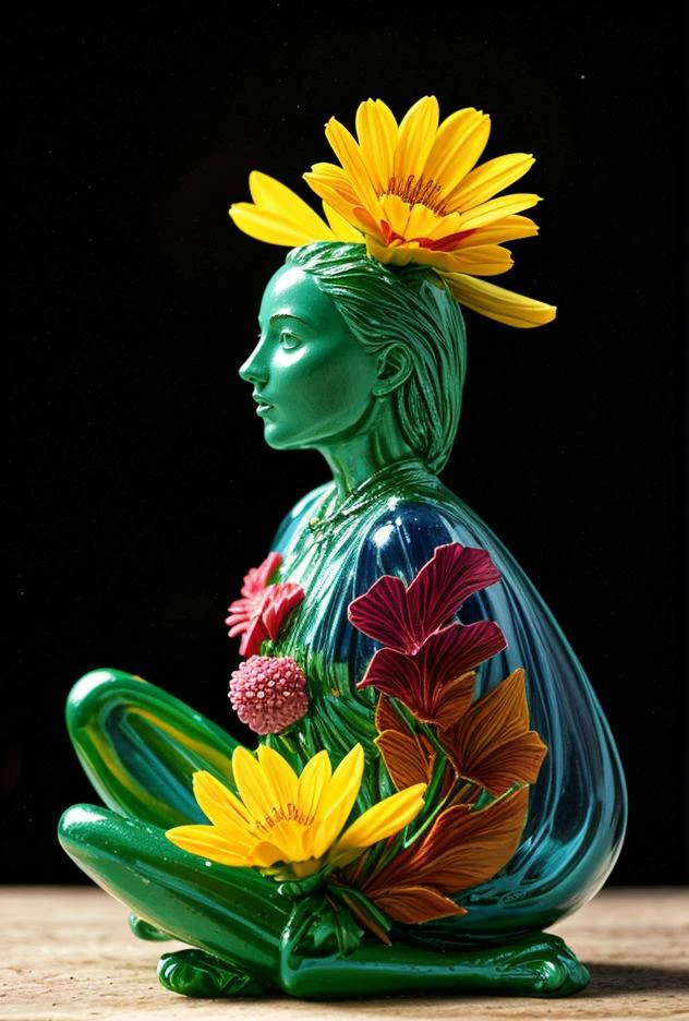 (close up of a grave statue figurine on a table, inspired by Quirizio di Giovanni da Murano, cloisonnism, realistic glass sculpture, 84mm), closeup photo, h 7 0 4, version 3, 1/320, glass flowers, high quality product image , coral reef, flora and fauna, cosmic nebula, dark background christian dior style, with frozen flowers around her, stunning-design, beutifull, side profile artwork, glass figurines, multicoloured, displayed, backlight
<lora:Better_Details:0.6>
<lora:epiC35mm:0.6> epiC35mm
<lora:LCM_1-5:0.7>
<lora:ContrastControl:1.3>
<lora:Colortone_Slider:1.8> bright color
