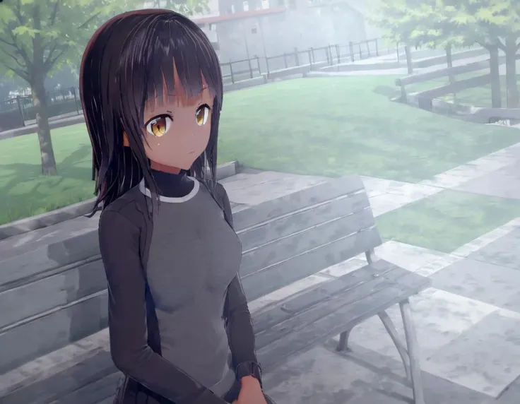 <lora:Tsuneyo_Tojo:1>, 1girl, solo, looking at viewer, outdoors, public park