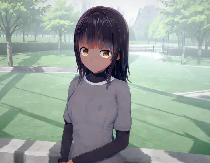 <lora:Tsuneyo_Tojo:1>, 1girl, solo, looking at viewer, outdoors, public park