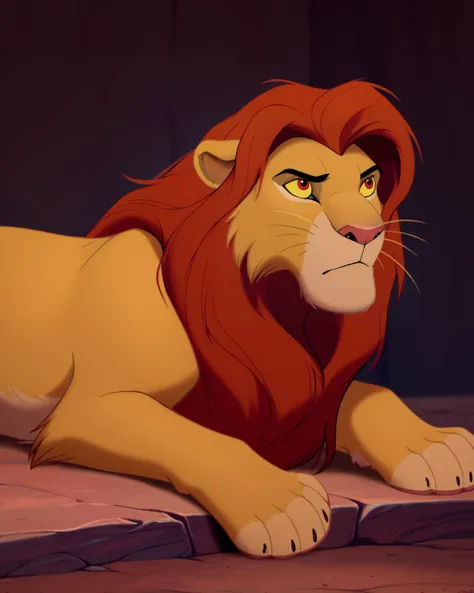 <lora:handsomize_x_pdxl_v1:1.2> score_9, score_8_up, score_7_up BREAK handsomize, upper body, simba, the lion king, jungle, lion, full body, sparkle, head rest, top-down bottom-up, jack-o' challenge