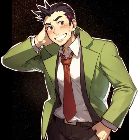gumshoe, blushing, smiling, ^ ^,