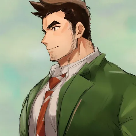gumshoe, solo, 1boy, broad shoulders, muscular male