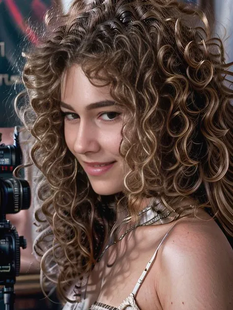 fucking, DL, curly long hair, smiling, staring at the camera, photography, trending on artstation, sharp focus, studio photo, intricate details, highly detailed, front face, by greg rutkowski <lora:DL:0.9> <lora:add_detail:1>