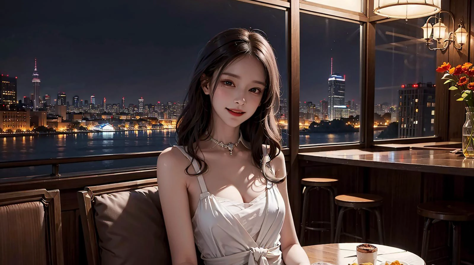 <lora:koreanDollLikeness_v10:0.66>,<lora:koreanDollLikeness_v10:0.2>,best quality, miniskirt, smile, red eyes, colorful top, , (8k, best quality, masterpiece:1.2), (realistic, photo-realistic:1.37), ultra-detailed, full body, small waist, (2girls sex),((make love:1.2)),(fucking:1.2),cute,beautiful detailed sky,detailed cafe,night,sitting,dating,(nose blush),(smile:1.15),(grin) large breasts,(fantasy breasts), cleavage, beautiful detailed eyes,(collared shirt:1.1), night,(wavy hair:1.2),floating hair NovaFrogStyle, cyber, future, naked,(mezzy hair),(full body shot),