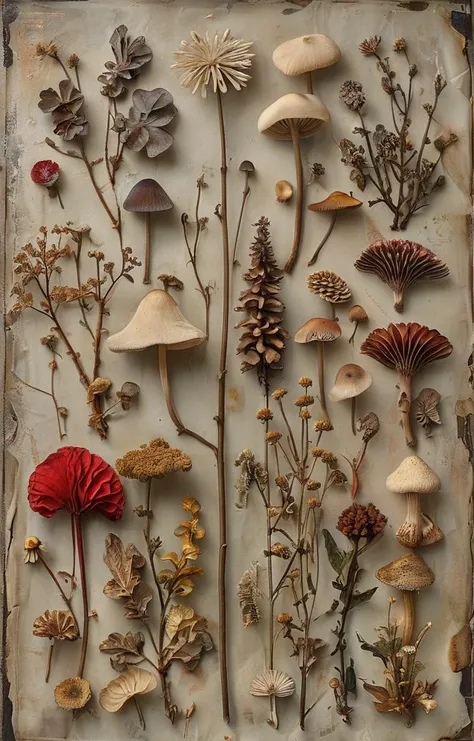 masterpiece,best quality,<lora:tbh229-sdxl:0.9>,Herbarium,mushroom,
