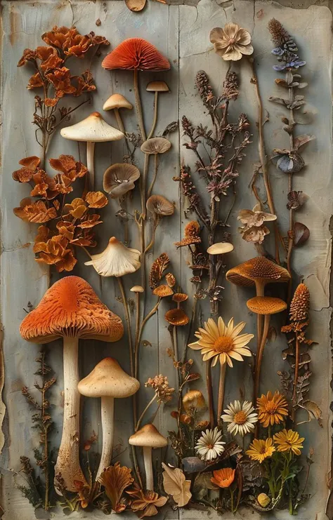 masterpiece,best quality,<lora:tbh229-sdxl:0.9>,Herbarium,mushroom,