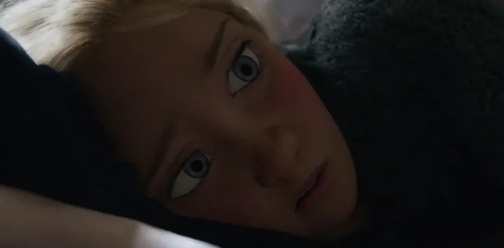 Pixar style, extreme close-up, sad European woman laying down <lora:PixarXL:1>