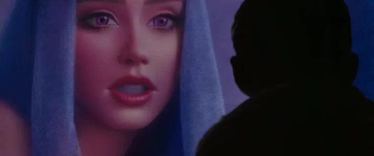 Pixar style, giant ohwx woman, big irises, (((looking at a silhouetted Ryan Gosling))) <lora:PixarXL:1.2> <lora:ana_lora_sdxl_v1-64_cumul_fp16:0.6>
