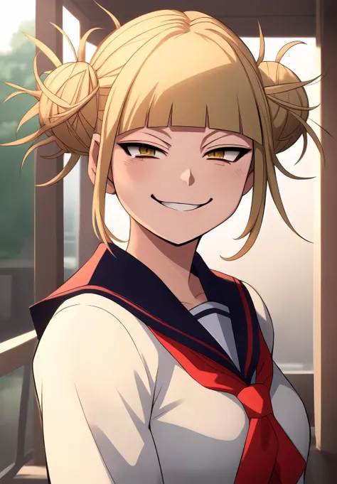 <lora:himiko_toga:0.8>, himiko_toga, (masterpiece, best quality,perfect lighting), 1girl, solo, smirk, portrait, school uniform,
