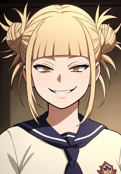 <lora:himiko_toga:0.8>, himiko_toga, (masterpiece, best quality,perfect lighting), 1girl, solo, smirk, portrait, school uniform,